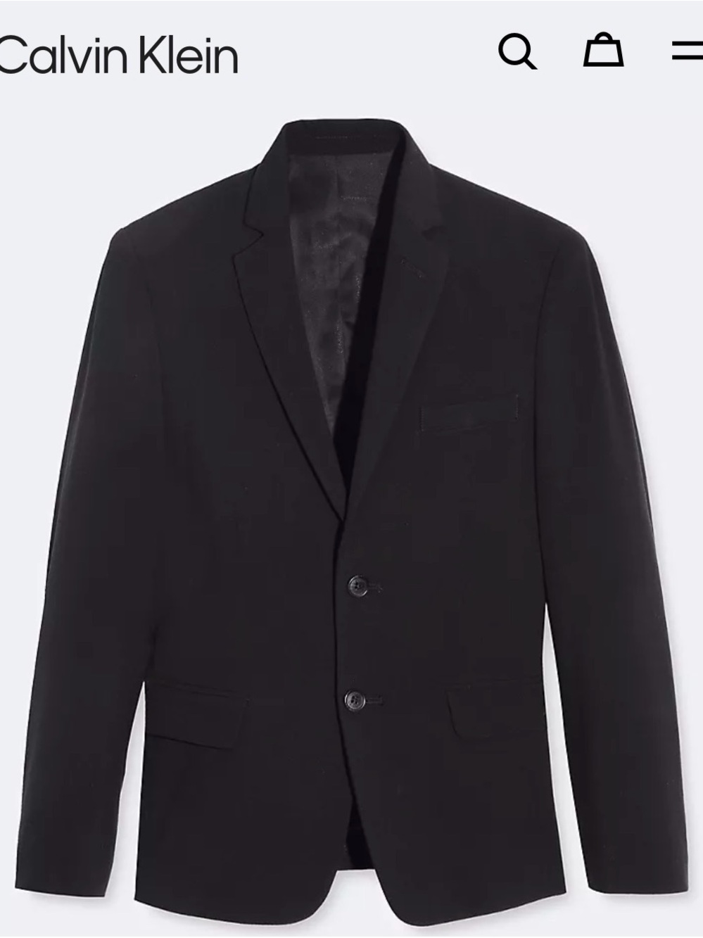 Calvin Klein Black Two-Button Suit Boys Infinite Stretch Blazer and Pants -Black